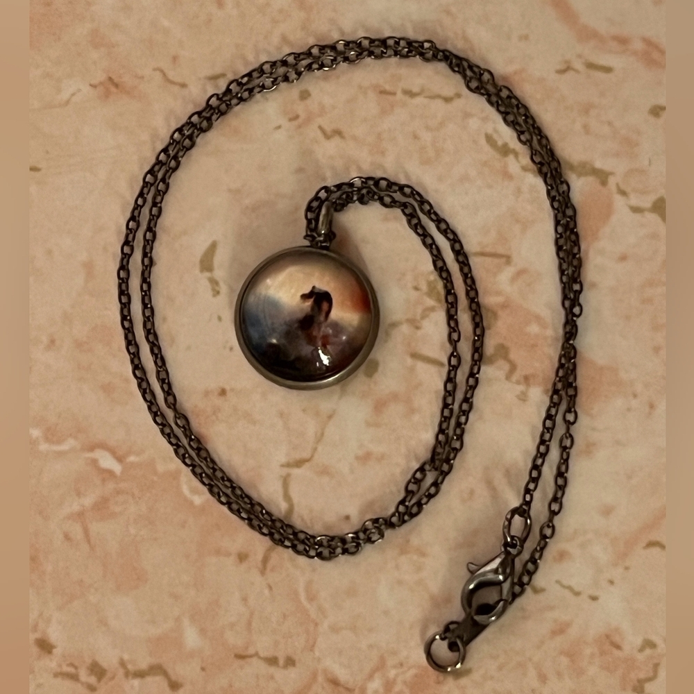 Artistic Pendant Necklace with Black Chain
